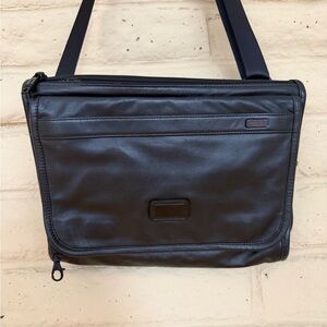 Tumi Black Leather Messenger Bag